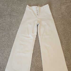 Zara Off-White Wide Leg Flare Jeans